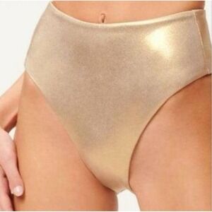 NWT Good American SZ 0/XS Mink Gold Reversible‎ Metallic Better Bikini Bottom